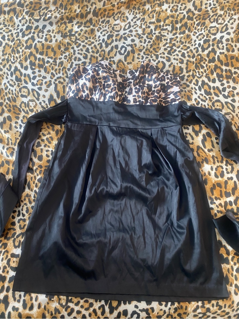 Vintage Y2K Leopard Print Black Mini Dress